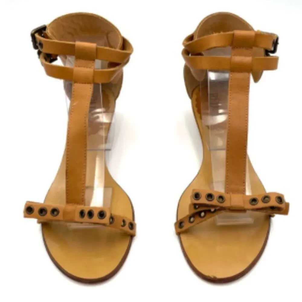 NEW - Red Valentino sandals eyelet bow double buckle closure sz 39.5 cognac tan